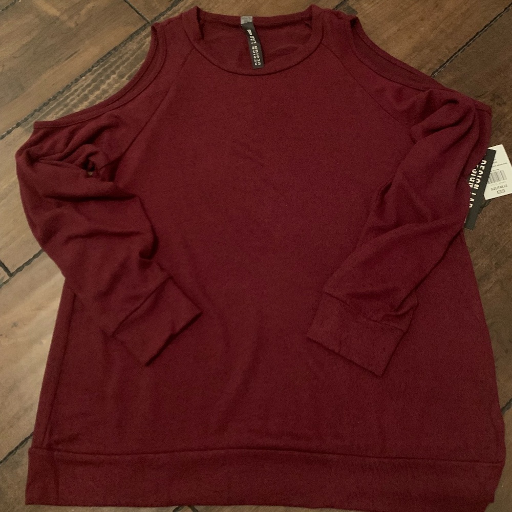 Burgundy Cold Shoulder Top